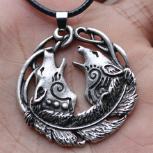 Double Teen Wolf Slavic Kolovrat Symbol Pendant Viking Wolf Amulet Wicca Pagan Necklace feather Witchcraft Wiccan Jewelry 2024 - buy cheap