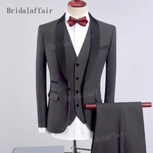 Bridalaffair Luxury Mens Suits Blazer Pants Formal Dress Men Suit Set 3 Pieces Wedding Suits Groom Tuxedos (Jacket+Pants+Vest) 2024 - buy cheap