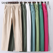 Sanishroly 2019 Women Cotton Linen Pants Summer Autumn Elastic High Waist Harem Pants Ladies Casual Trousers Plus Size 3XL CD006 2024 - buy cheap