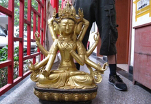 fast shipping USPS to USA S2690 31" Tibet Bronze gild Three-faced Eight Arm Hands Ushnisha Vijaya Buddha Statue 2024 - buy cheap
