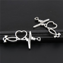 8pcs Silver Color Color Radio Waves Electrocardiogram Connector Heart Charms Metal Bracelet Necklace Jewelry Findings 2024 - buy cheap