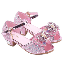 Sandalias de verano para niñas, zapatos de tacón alto con purpurina para fiesta nocturna y boda, tallas 26-37 2024 - compra barato
