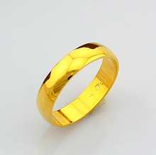 New Arrival!! Fashion 925 Sterling Silver Mens&Women Jewelry Ring Yellow Gold Golden Smooth Finger Ring 2024 - buy cheap
