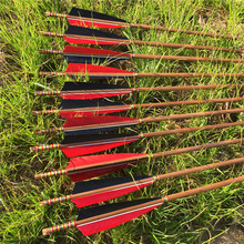 6/12/24 pçs 32 arrows arrows artesanal de bambu setas para 20-60ibs longbow caça tiro com arco 2024 - compre barato