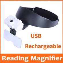 1X 1.5X 2X 2.5X 3.5X USB Rechargeable LED Illluminated Helmet Magnifier Head Wearing Glasses Reading Inspection Magnifying Glass 2024 - buy cheap