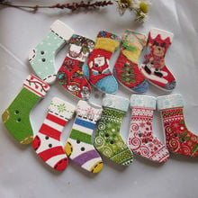 Christmas series 50pcs Mixed Christmas Stocking wooden decorative buttons 2 holes sewing scrapbooking accessories 20mm*30mm 2024 - buy cheap