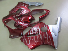 Комплект обтекателей с красным серебряным пламенем для KAWASAKI Ninja ZX12R 00 01 ZX 12R 2000 2001 zx12r полный бак Обтекатели набор + подарки KI01 2024 - купить недорого