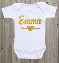 personalized name arrow glitter infant baby bodysuit onepiece romper Outfit coming Home toddler shirt birthday party favors 2024 - buy cheap