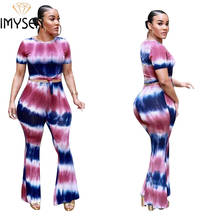 IMYSEN 2018 Printed Two Piece Sets Summer O Neck Short Sleeve Shirts Top Pants Suits Women 2PCS 2024 - buy cheap