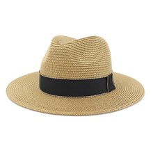 Chapéu de palha tipo fedora para homens e mulheres, chapéu de palha com aba larga para o verão, uso por sol, praia, casal, 2019 2024 - compre barato