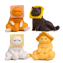 4pcs/lot Japanes Zakka Kawai Toast Cat Figure Toys Resin Warm Action Figure Collection Model Toy Gift for Home Decoration 2024 - buy cheap