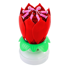 Innovative Party surprise Lotus Flower Rotating Candle Happy Birthday Cake Topper Musical w/ 8 Small Candles Superior Supplies 2024 - buy cheap