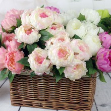 Ramo de flores artificiales de seda de alta calidad, 5 cabezas de peonía, decoración de fiesta de boda en casa, 1 ramo europeo 2024 - compra barato