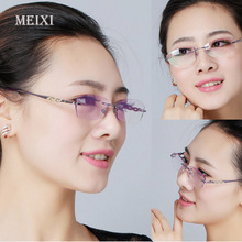 Women's Diamond Cutting Metal Rimless Hmc Coating Glass Lenses Reading Glasses Female Eyewear +1.0 1.5 2.0 2.5 3.0 3.5 4.0 2024 - buy cheap