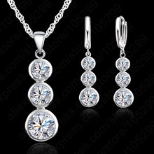 Conjunto de joyas de boda para mujer, de Plata de Ley 925, collar de cristal de CZ, conjunto de joyería, envío rápido 2024 - compra barato