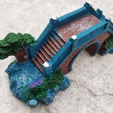 Aquarium Decoration Blue Bridge Rockery Fake Pavilion Tree Fish Tank Landscape Resin Aquariums Ornament 2024 - buy cheap