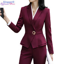 Conjunto de calça blazer elegante feminina, jaqueta casual de trabalho para escritório, para mulheres, 2019 2024 - compre barato