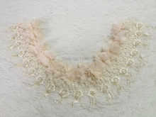 Free Shipping 5pcs DIY Craft Garment Accessories Pearl Beaded Trim Fake Collar Lace Neckline Lace Patches 2024 - buy cheap