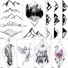 OMMGO-pegatina de tatuaje temporal de flecha de pico de Montaña Negra, tatuajes geométricos pequeños, arte corporal, brazo, hombres y mujeres, papel de laboratorio 2024 - compra barato