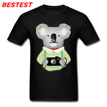 Koala Bear Photographer T Shirt Men Clothes Black T-shirt Cotton Tshirt Watercolor Animal Art Gift Tops & Tees Drop Shipping 2024 - buy cheap