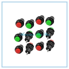 Interruptor de botón momentáneo de encendido/apagado, 5 uds., AC250V, 3A, 2 terminales SPST, 10mm, rojo y verde 2024 - compra barato