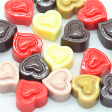 10 шт 14 мм Смешанные симуляции в форме сердца шоколадные конфеты | смоляные кукольные домики конфетные миниатюрные | Кабошоны с плоской задней поверхностью | 2024 - купить недорого
