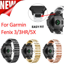 Correa de Metal de 26mm de ancho para reloj Garmin Fenix 5X, correa de acero inoxidable de ajuste rápido para Fenix 5X/Fenix 3/ 3 HR 2024 - compra barato