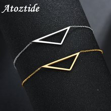Atoztide-Pulseras simples de acero inoxidable para mujer, brazaletes geométricos de oro plateado ajustable 2024 - compra barato
