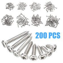 200pcs Stainless Steel Flat Head Screws Self-Tapping Screws 8 Sizes Assortment Kits M3*6/8/10/12/14/16/18/20 2024 - buy cheap