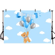 Newborn Baby Shower Photography Backdrops Bear Hot Air Clouds Photographic Studio Photo Background Birthday Decorations Prop 2024 - buy cheap