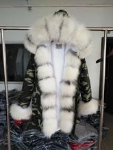 Brand Style Army Green Blue Long Coat Detachable Lining Jackets Real Fox Fur Collar Hooded Coats Thick Parka Women Winter Jacket 2024 - buy cheap