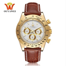 OUYAWEI men Automatic Hand Wind Mechanical Watches reloj hombre 30M diving Luxury leather strap classic white gold wristwatch 2024 - buy cheap