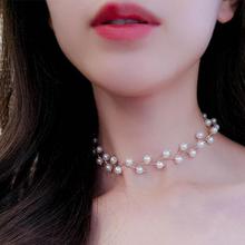 Collar de joyería coreana para mujer, collar sencillo y corto de perlas de imitación Steampunk, collar llamativo 2024 - compra barato