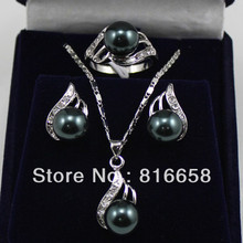 Noblest Black Freshwater Pearl Earring Pendant Ring 2024 - buy cheap