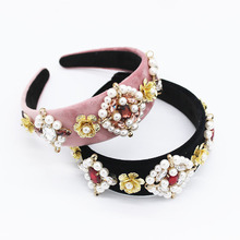 New Baroque new pearl headband fashion temperament two-color matching iron pearl geometric headband 1099 2024 - buy cheap