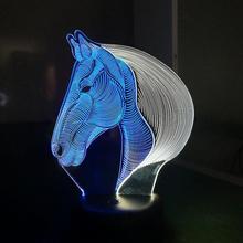 Horsehead Led 3d Visual Nightlight Creative Colorful Touch Charging Novelty  Kids Lamp Atmosphere Gift 3d Light Fixtures 2024 - buy cheap