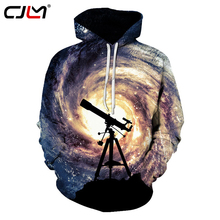 Cjlm moletom com estampa de telescópio da moda espaço galaxy, blusão com capuz 3d masculino/feminino, agasalho de treino de hip hop 6xl 2024 - compre barato