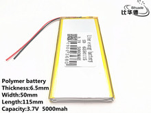 10pcs/lot Good Qulity 3.7V,5000mAH,6550115 Polymer lithium ion / Li-ion battery for TOY,POWER BANK,GPS,mp3,mp4 2024 - buy cheap