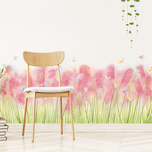 46*112cm Pink Reed Home Decoration Wall Sticker DIY Flower Skirting Line Decals Adhesive Poster Wallpaper 2024 - buy cheap