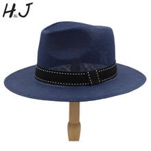 2019 Panama Hat For Summer Women Men Straw Sun Hat Wide Brim Panama Hat For Beach Sunbonnet Jazz Hat Size 56-58CM A0108-XSJ 2024 - buy cheap