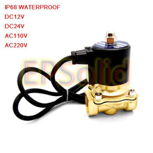 Free Shipping Brass IP68 Waterproof Direct-acting underwater solenoid valve 12v 3/8 inch normally closed 2024 - buy cheap