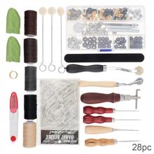 48pcs/lot DIY Leather Craft Handmade Sewing Stitching Punch Carving Work Kit Set Saddle Groover Waxed Thimble Kit Practical 2024 - buy cheap