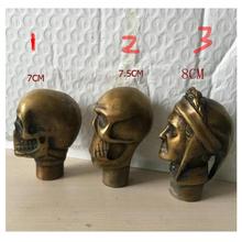Zhao asiático, de bronce antiguo chino tallado A Mano cráneo estatua bastón cabeza 3 estilos para elegir H:7CM 7,5 CM 8CM 2024 - compra barato