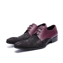 Sapatos masculinos de couro legítimo, sapatos casuais, de crocodilo vermelho, dedo quadrado, com cadarço, para negócios, sapatos masculinos de casamento, tamanho grande 47 2024 - compre barato