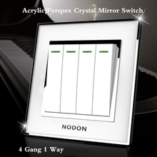 Acrílico perspex cristal espelho interruptor painel 4 gang 1 way 2 interruptor 2024 - compre barato