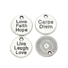 JAKONGO Antique Silver Plated Love Faith Hope Charms Pendants for Jewelry Making Bracelet DIY 12mm 20pcs/lot 2024 - buy cheap