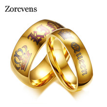 ZORCVENS новые свадебные кольца для мужчин и женщин ее король и его королева из нержавеющей стали пара кольцо обещают обручальные свадебные ювелирные изделия 2024 - купить недорого