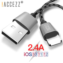 ! Кабель ACCEZZ 2.4A для Apple iPhone 5, 6, 7, 8 Plus, X, XS, MAX, XR, iPad, планшет, зарядный шнур для мобильного телефона, кабель для зарядки и передачи данных 2024 - купить недорого