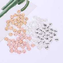 26pcs 10MM Round Silver plated alphabet charms rose gold capital letter beads metal initial pendants diy name tag jewelry making 2024 - buy cheap