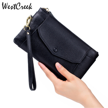 WESTCREEK Brand Genuine Leather Women Long Wallet Minimalist Ladies' Clutch Travel Passport Purse with Coin Zipper Pocket 2024 - buy cheap